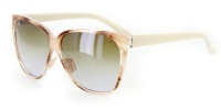 Bonnaire Trendy Translucent Frame Sunglasses in Five Gorgeous Colors, 100%UV (Cream w/Amber Lens)