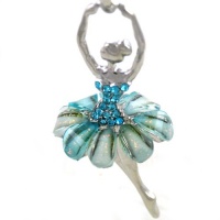 Light Sky Blue Dancing Ballerina Dancer Dance Pendant Necklace Charm Designer Fashion Jewelry