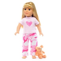 Fits American Girl 18 Camo Pajamas & Teddy Bear - 18 Inch Doll Clothes/clothing