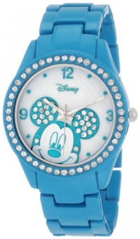 Disney Women's MK2126 Mickey Mouse Rhinestone Accent Spray Blue Bracelet Watch