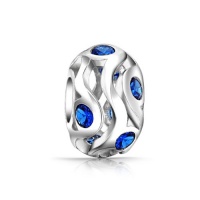 Bling Jewelry Blue Sapphire CZ September Birthstone 925 Sterling Silver Bead