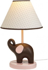 Carter's Pink Elephant Lamp Base And Shade, Pink/Choc, 5.5 X 12