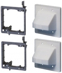 Arlington Industries LVCE2 Low Voltage Mounting Bracket with Cable Wall Plate, 2-Gang, 2-Pack