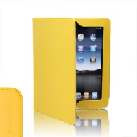 SAVEICON Yellow PU Folio Lychee Leather Case Cover with Built-in Stand for Apple iPad 1 1st Generation