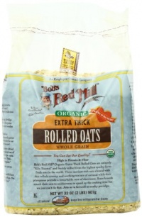 Bob's Red Mill Organic Oats Rolled Thick, 32-Ounce (Pack of 4)