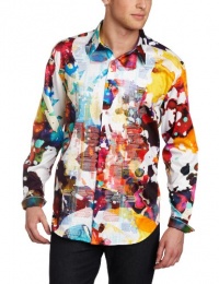 Robert Graham Men's Gerard Long Sleeve Woven, Multi, Medium