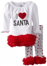 Mud Pie Baby-Girls Infant I Love Santa Tunic And Leggings Set, Multi Colored, 12-18 Months