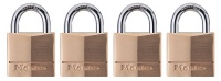 Master Lock 140Q Solid Brass Keyed Alike Padlock with 1-9/16-Inch Wide Body and 7/8-Inch Shackle, 4-Pack