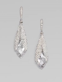 EXCLUSIVELY AT SAKS. A dramatic drop design, with a faceted, marquis-shaped cubic zirconia enrobed in pavé crystals.Cubic zirconia and crystal Rhodium plated Drop, about 1¾ Post-and-hinge back Imported