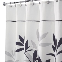 InterDesign Leaves X-Long Shower Curtain, Black and Gray, 72-Inch by 96-Inch