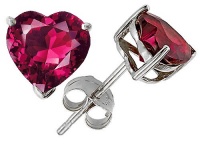 Original Star K(tm) 7mm Heart Created Ruby Earring Studs in .925 Sterling Silver