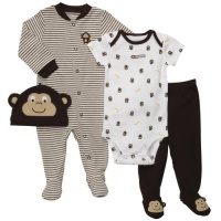 Carter's 4 pc Layette Set Boy brown monkey