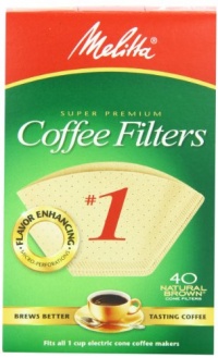 Melitta Cone Coffee Filters, Natural Brown, No. 1, 40-Count Filters (Pack of 12)