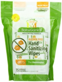 BabyGanics Alcohol Free Hand Sanitizer Wipes, Light Citrus Scent, 75-Count