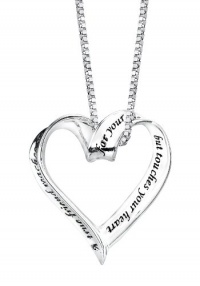 Sterling Silver A True Friend Reaches For Your Hand But Touches Your Heart Ribbon Heart Pendant Necklace, 18