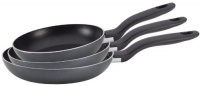 T-fal A857S394 Specialty Nonstick 3-Piece 8-Inch, 9.5-Inch, and 11-Inch Fry Pan /Saute Pan Dishwasher Safe Cookware Set, Black