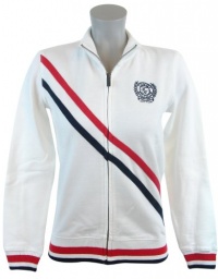 Tommy Hilfiger Womens Full Zip Track Jacket Sweatshirt - M - White/navy/red