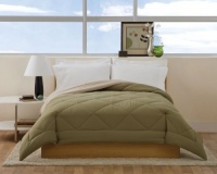 Villa Collection Solid Color Reversible Queen Comforter, Sage To Tan