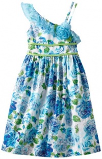 Bonnie Jean Girls 7-16 Floral One Shoulder Dress, Blue, 14