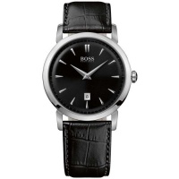 Hugo Boss 1512637 Black Dial Date Classic Design Black Leather Strap Men's Watch