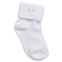 Tic Tac Toe Christening Sock - White