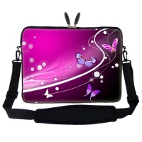 15 15.6 inch Pink Butterfly Design Laptop Sleeve Bag Carrying Case with Hidden Handle & Adjustable Shoulder Strap for 14 15 15.6 Apple Macbook, Acer, Asus, Dell, Hp, Sony, Toshiba, and More