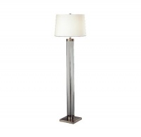 Robert Abbey D3320 Lamps with Off-White Cotton and Rolled Edge Hem Shades, Clear Glass Column/Dark Antique Nickel Accents Finish