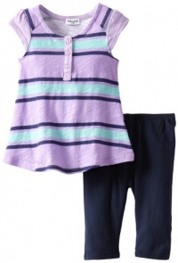 Splendid Littles Baby-Girls Newborn Santorini Stripe Short Sleeve Tunic Legging Set, Grapesicle, 3-6 Months