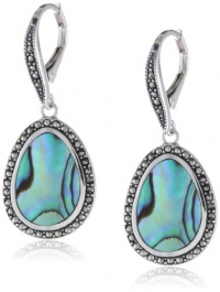 Judith Jack Clouds Sterling Silver Marcasite Abalone Organic Shape Drop Earrings