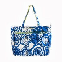 Ju-Ju-Be Super Be Zippered Tote Diaper Bag with 9 Pockets, Cobalt Blossoms