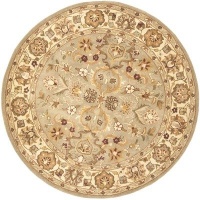 Safavieh Heritage Collection HG959A Handmade Light Green and Beige Hand-Spun Wool Round Area Rug, 3-Feet 6-Inch Round