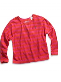 GUESS Little Girl Long-Sleeve Striped Oversize, DARK PINK (6X)