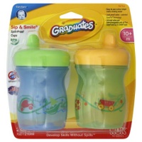 Gerber Graduates BPA Free 2 Pack Sip and Smile Spill Proof Cup, 7 Ounce, Blue/Green