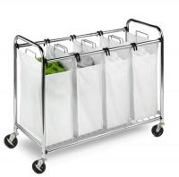 Honey-Can-Do SRT-01158 Heavy-Duty Quad Rolling Laundry Sorter/Hamper, Chrome