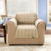 Sure Fit Deluxe Pet fort Chair Slipcover, Ivory