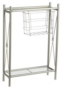 Cross Style Magazine Rack with Shelves, Satin Nickel