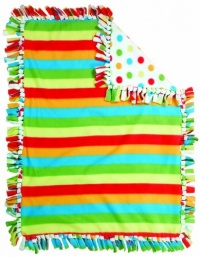 Manual Woodworkers Izzy Knotties Stripe And Dots Reversible Fleece Throw Blanket, Rainbow