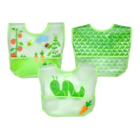 green sprouts 3 Count Garden Waterproof Bib, Sage Worm, 6-12 Months