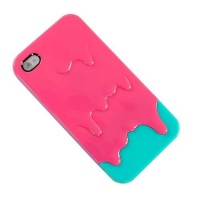 Pink 3d Melt Ice cream Skin Hard Case Cover for Apple Iphone 4 and 4s Protect Cell