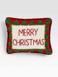 Celebrate the holidays with this hand-beaded pillow in traditional Christmas hues, from renowned designer Sudha Pennathur. Hand-beaded8 X 10Polyester insertDry cleanImported