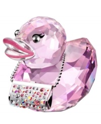 Fancy Felicia gets special billing in the Happy Ducks family as the most feminine and fashionable duck around. Pink feathers, a lipstick-lined beak and dazzling beaded bag in crystal Pointiage put this Swarovksi figurine over the top.