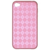 Premium TPU Flexi Argyle Gel Skin for Apple iPhone4, 4th Generation, 4th Gen Flexible See Thru Skin, Hot Pink Checkers Plaid Print