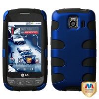 MyBat LGLS670HPCSK303NP Titanium Fishbone Protective Case for LG Optimus S/Optimus U/Optimus V - 1 Pack - Retail Packaging - Dark Blue/Black