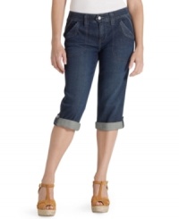 Flap patch pockets give these petite Levi's capris a cool utility-chic feel. Buttoned tabs at the cuffs make rolling them up easy. (Clearance)