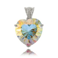 Radiant Sea Mist Topaz Heart Pendant in Sterling Silver