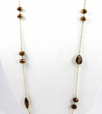 Style & Co Necklace, 46 Long Gold Tone Chain with Topaz Foil and Crystal Bead Necklace