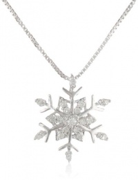 Sterling Silver Diamond Snowflake Pendant Necklace (1/6 cttw, H-I Color, I2 Clarity), 18