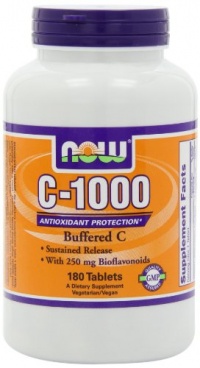 NOW Foods C-1000 Buffered C with 250mg Bioflavonoids Sustained Release 180 Tablets