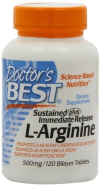 Doctor's Best Sustained Plus Immediate Release L-Arginine 500mg, 120 Bilayer Tablets