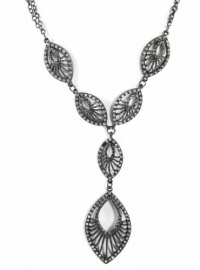 Alfani Necklace, 16 Hematite-Tone Bling Open Filigree with Crystal Accents Y-Necklace